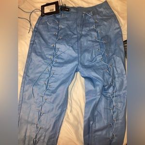 Plt blue lace up pants